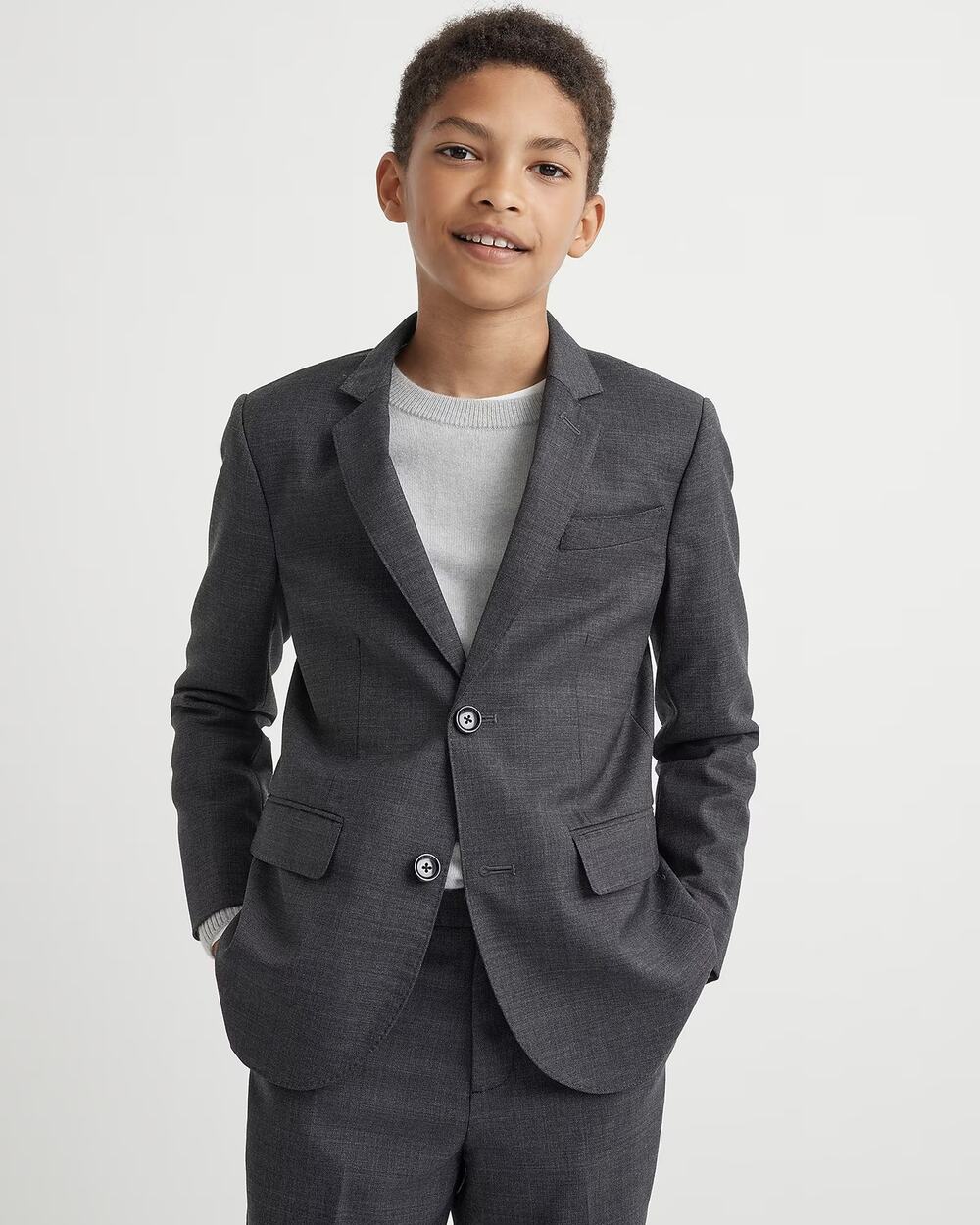 NWT J. Crew Boys' Ludlow Suit Jacket Stretch Worsted Wool Blend Charcoal Size 14